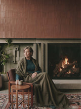 Baby Alpaca Throw Melange Olive