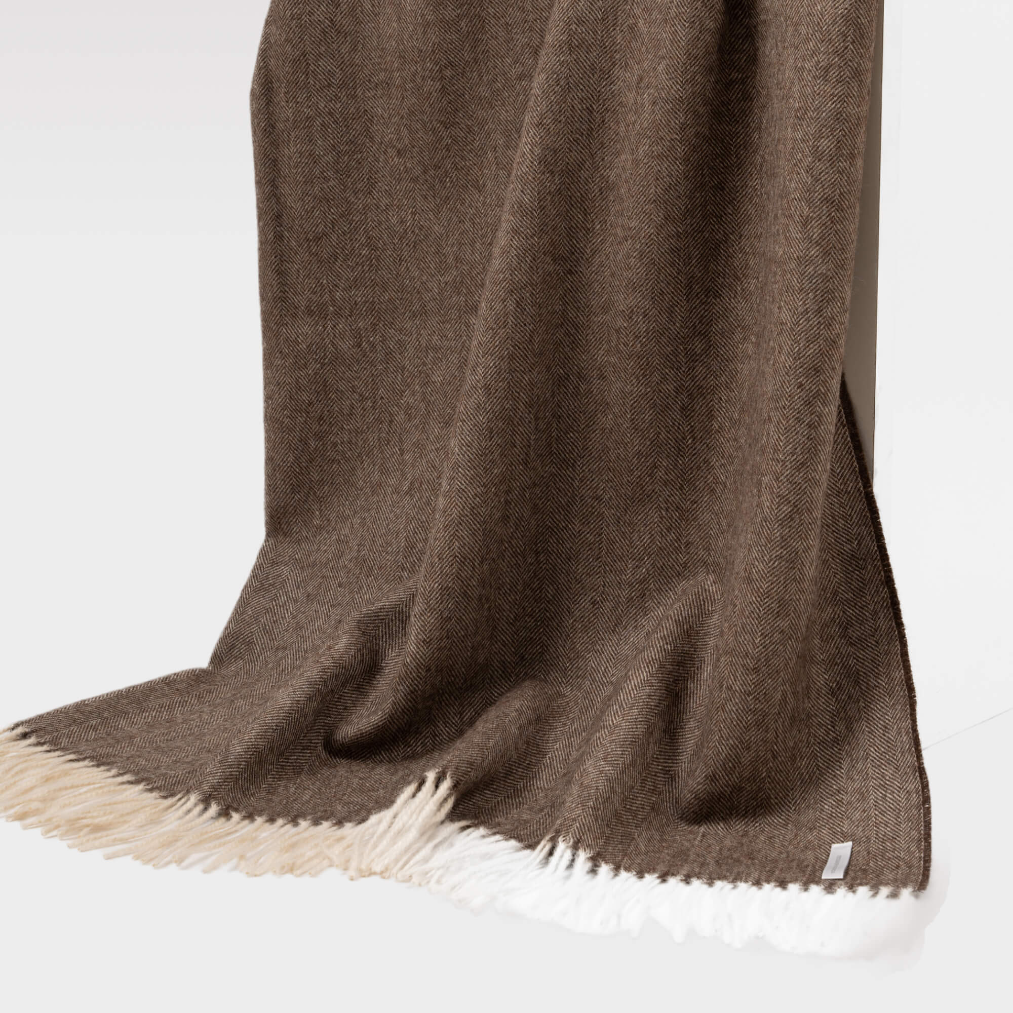 Baby Alpaca Throw Herringbone Chocolate
