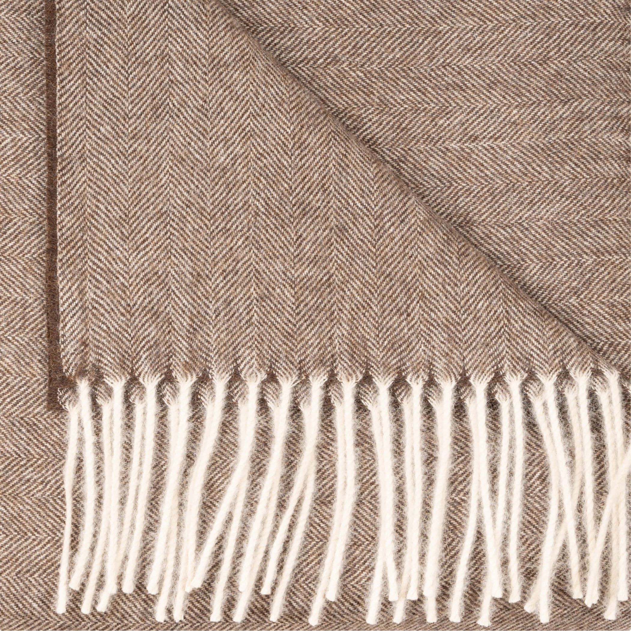 Baby Alpaca Throw Herringbone Chocolate