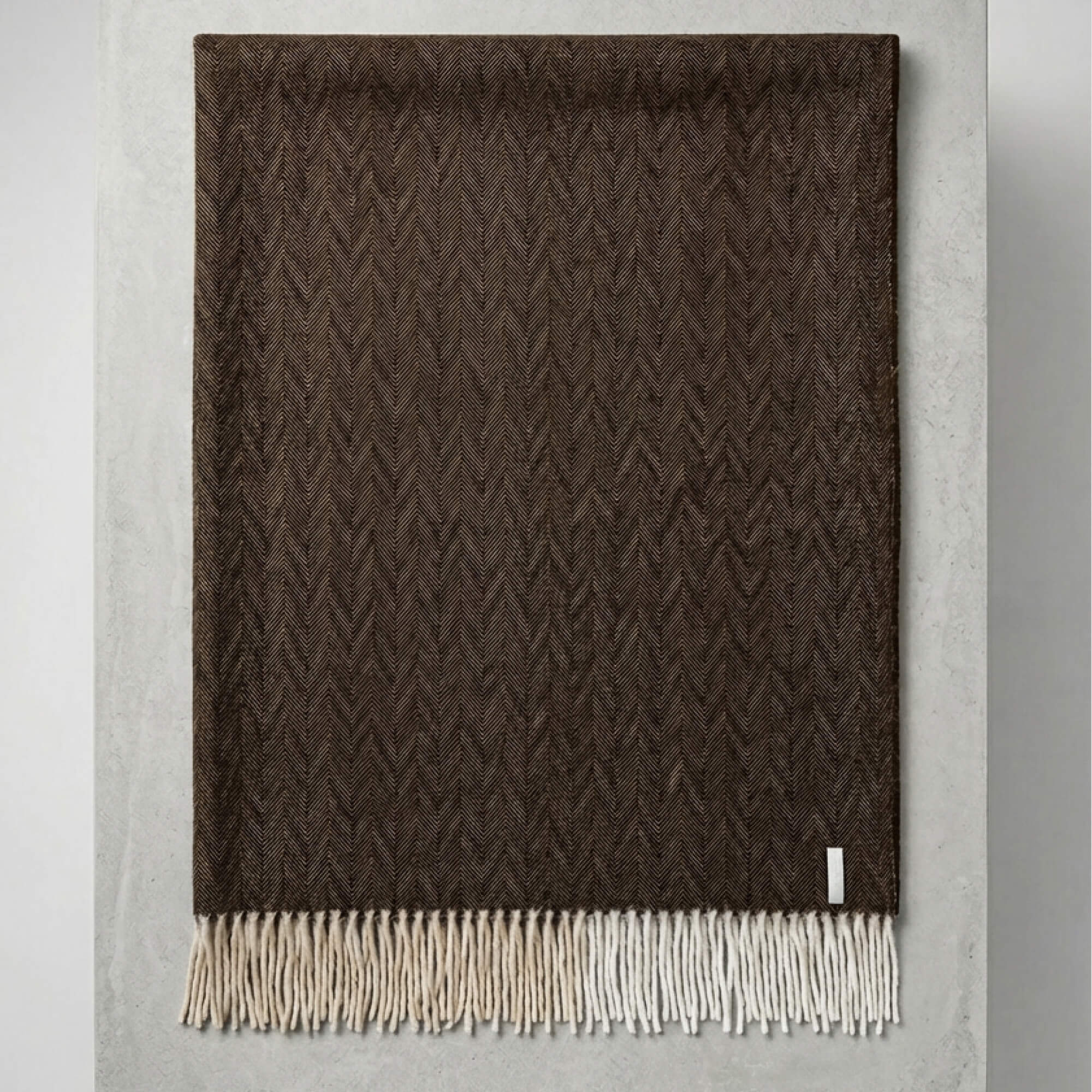 Baby Alpaca Throw Herringbone Chocolate