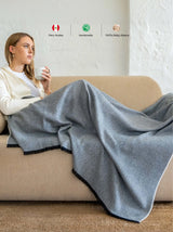 Baby Alpaca Throw Herringbone Deep Blue