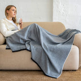 Baby Alpaca Throw Herringbone Deep Blue