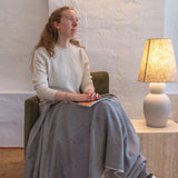 Baby Alpaca Throw Herringbone Deep Blue