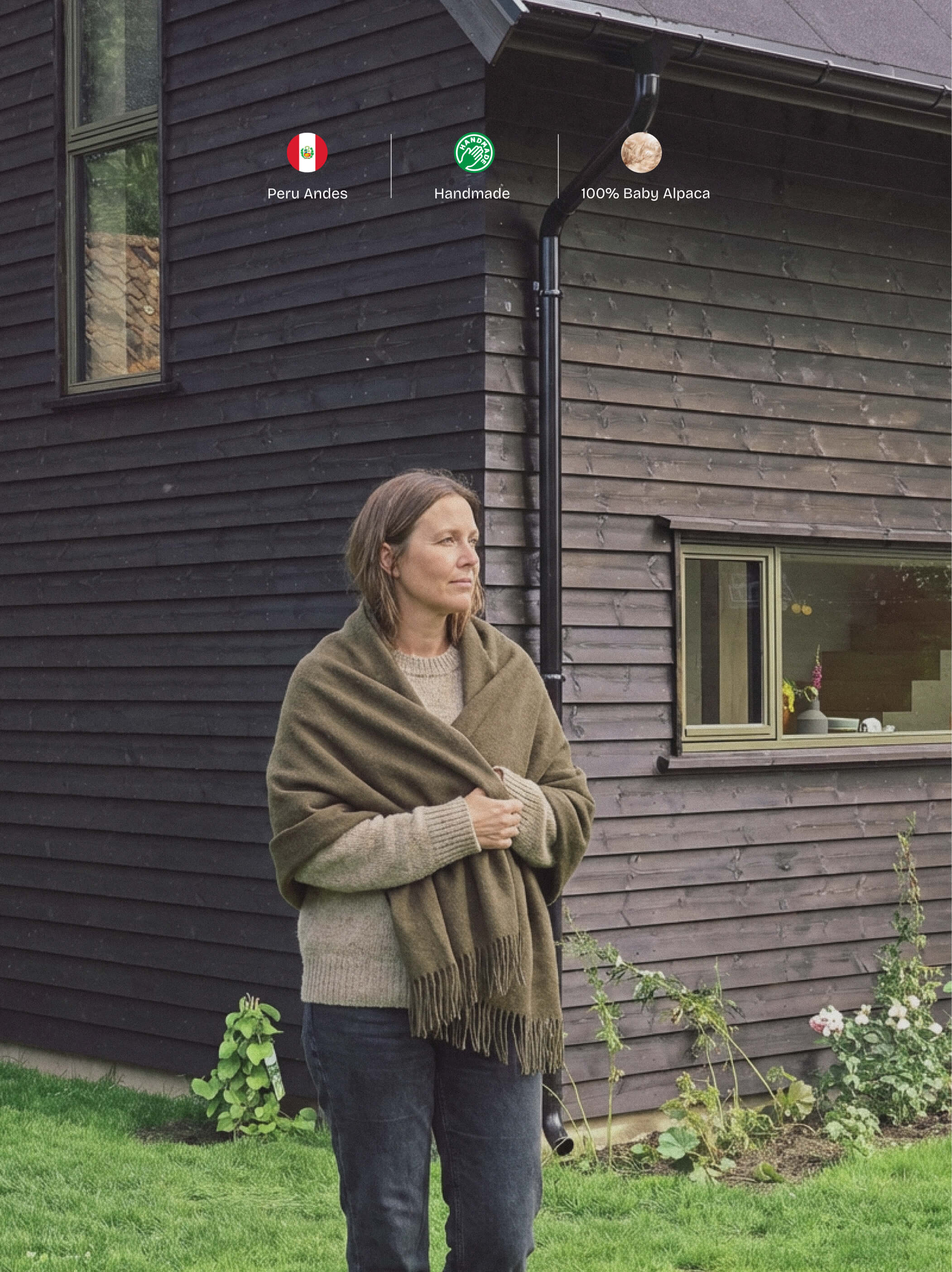 Baby Alpaca Throw Melange Olive